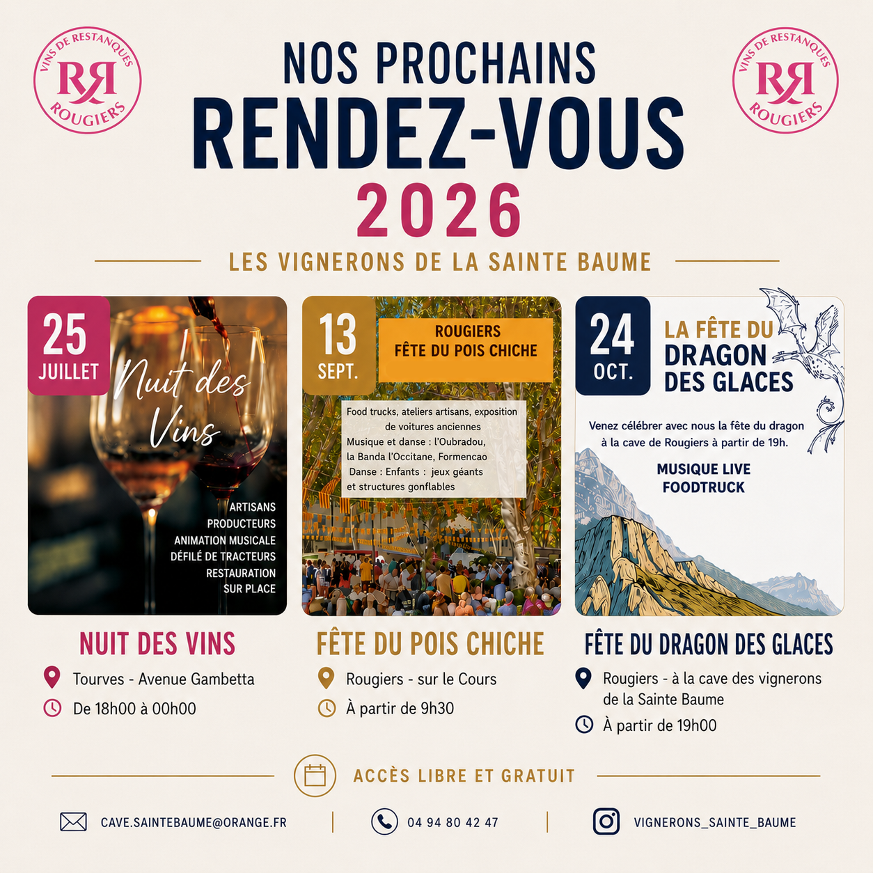 Nos prochains rendez-vous 2026 arrivent !
